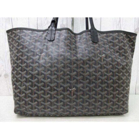 Authentic Goyard Goyardine Saint Louis PM Black Shoulder Tote Bag & Pouch Wallet - Picture 5 of 11